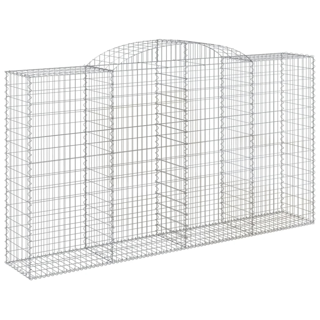 Gabbione recinto a gabbia muro di contenimento ad arco 300 x 50 x 160/180 cm ferro zincato argento 02_0040061
