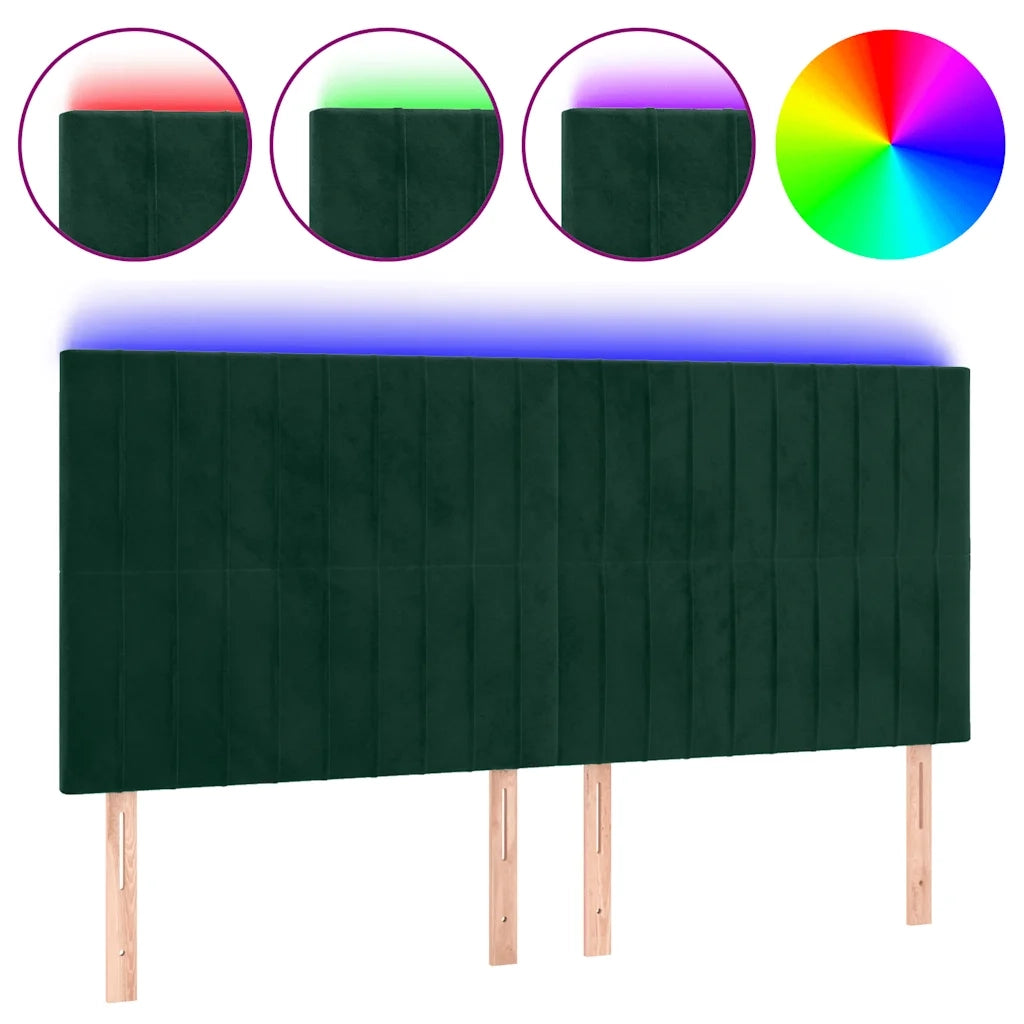Testiera a LED Verde Scuro 160x5x118/128cm in Vellutocod mxl 97827