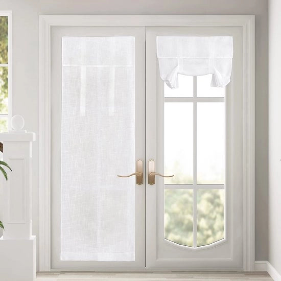 Schiaccia Drappeggiante per Porta - Decorazione - Facile da Installare - 2 Pezzi - 70 x 240 cm - Tela di Lino