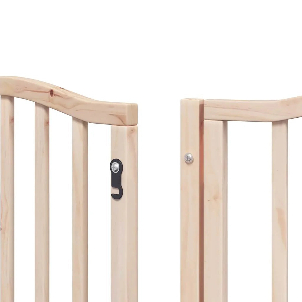 Cancelletto di sicurezza per cani con porta pieghevole 9 pannelli in legno di pioppo marrone 02_0023337