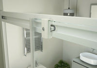 Box Doccia Colorato Cristallo 6 MM Trasparente Apertura Angolare Reversibile Colore Bianco - Misura: 90 x 90 x h200 cm 