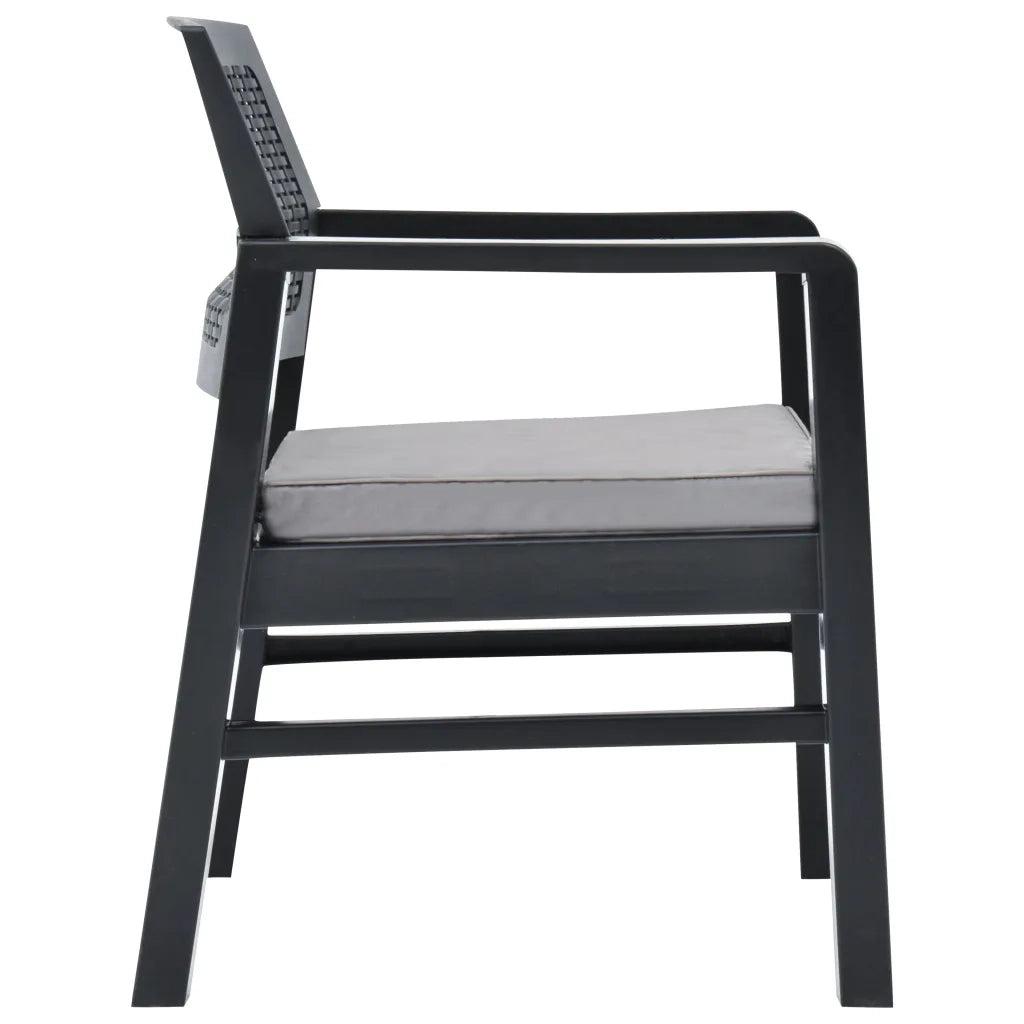 Set Salotto da Giardino 3 pz in Plastica Antracite 48824