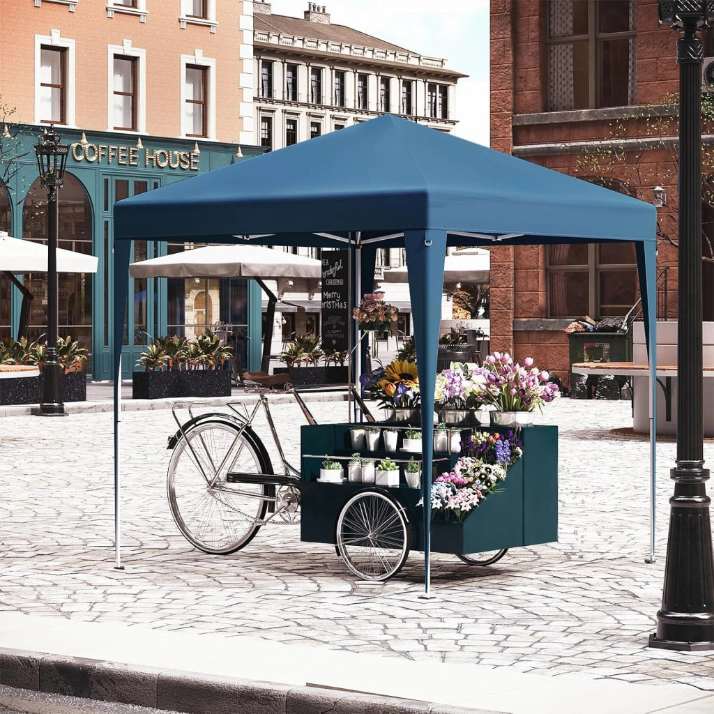 Gazebo Pieghevole da Giardino, Gazebo Impermeabile Pop Up da 2x2m con Pannelli Laterali, Tendone Esterno, Altezza Regolabile, Protezione UV, con Custodia, Blu