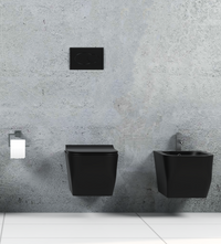 Coppia Sanitari Sospesi Rimless Senza Brida Serie New Edge Nero Opaco Coprivaso Soft-Close Incluso