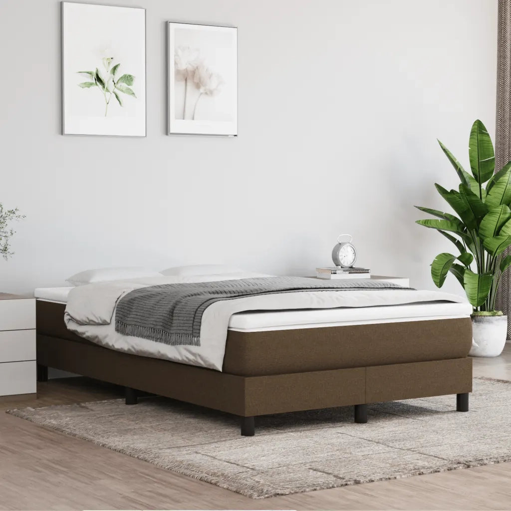 Giroletto a Molle con Materasso Marrone Scuro 120x190cm Tessuto