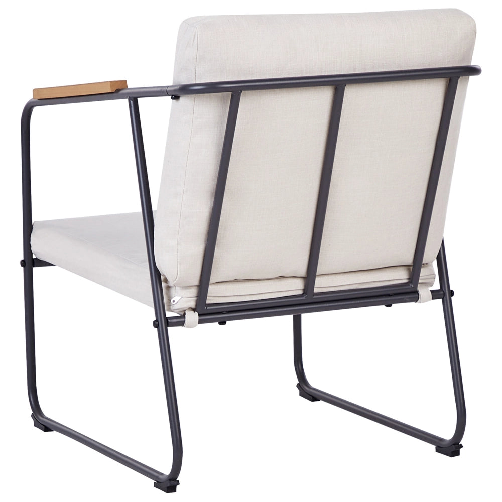 Set da giardino 4 posti in acciaio con tavolo beige chiaro stile industriale