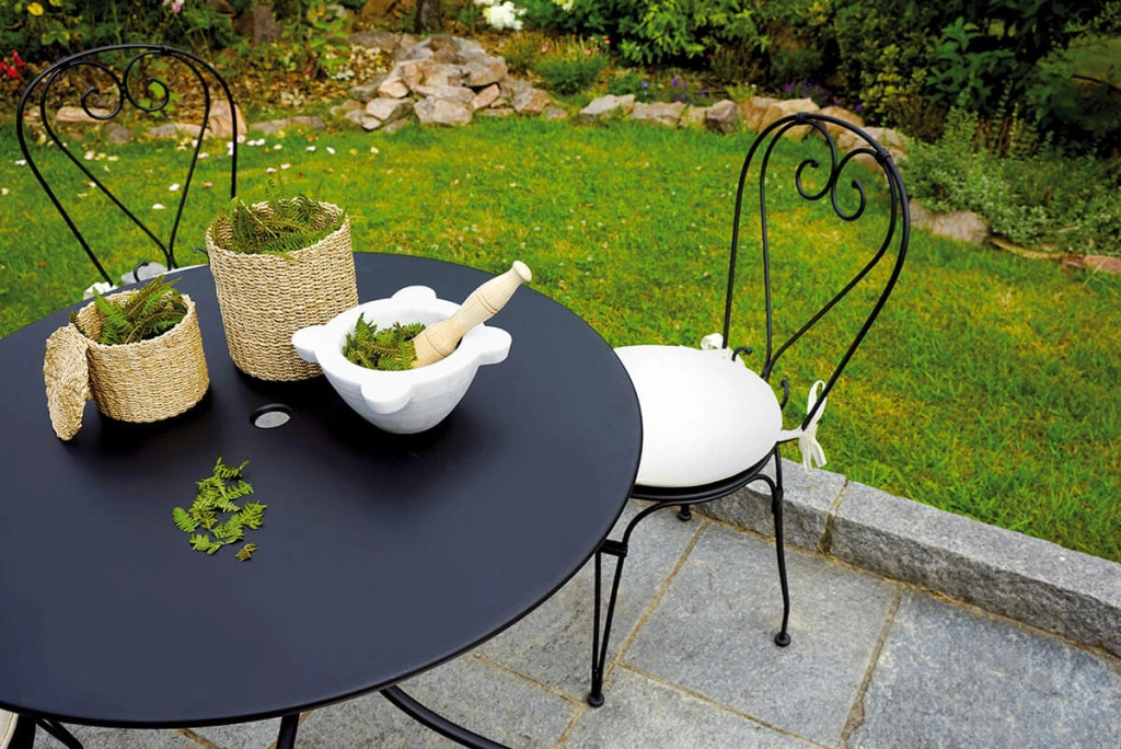 Tavolo Tondo da Giardino Ø90 cm in Ferro Vorghini Baveno Nero