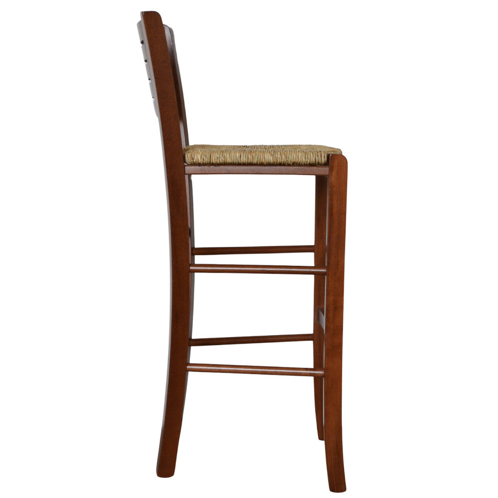 Sgabelli bar alti verona in legno noce scuro h 73 con seduta in paglia x 2