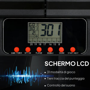 Bersaglio Elettronico con 6 Freccette e Monitor LCD per 31 Giochi 83x45x4 cm Nero e Blu