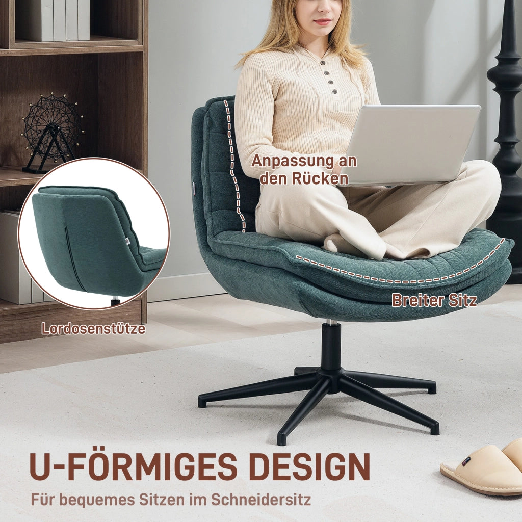 Sedia da ufficio girevole con seduta ampia ¨C Zephmum ¨C Verde scuro