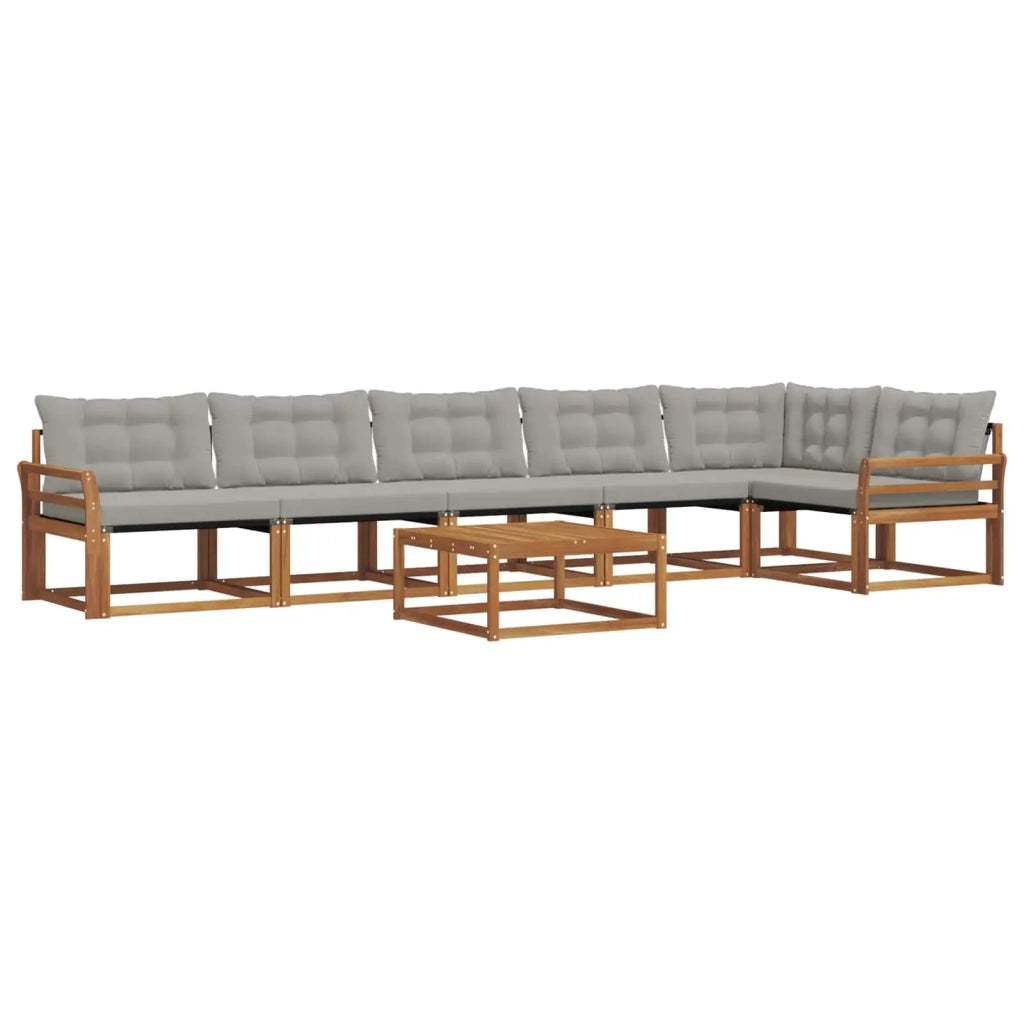 Set di divani da esterno 7 pcs Grigio Naturale e Chiaro