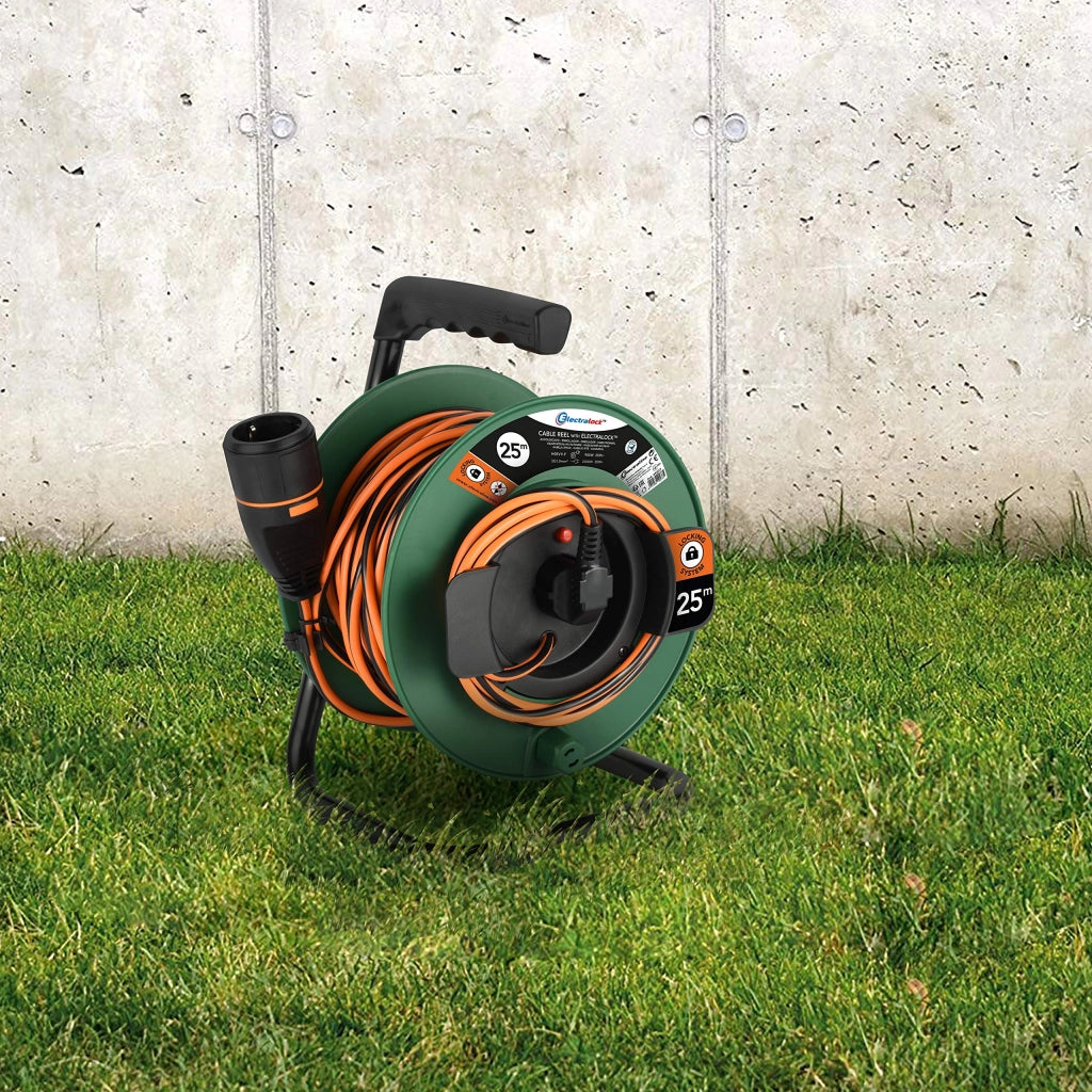 Avvolgicavo con Presa a Meccanismo Blocco Art 49237 Electraline 25 mt