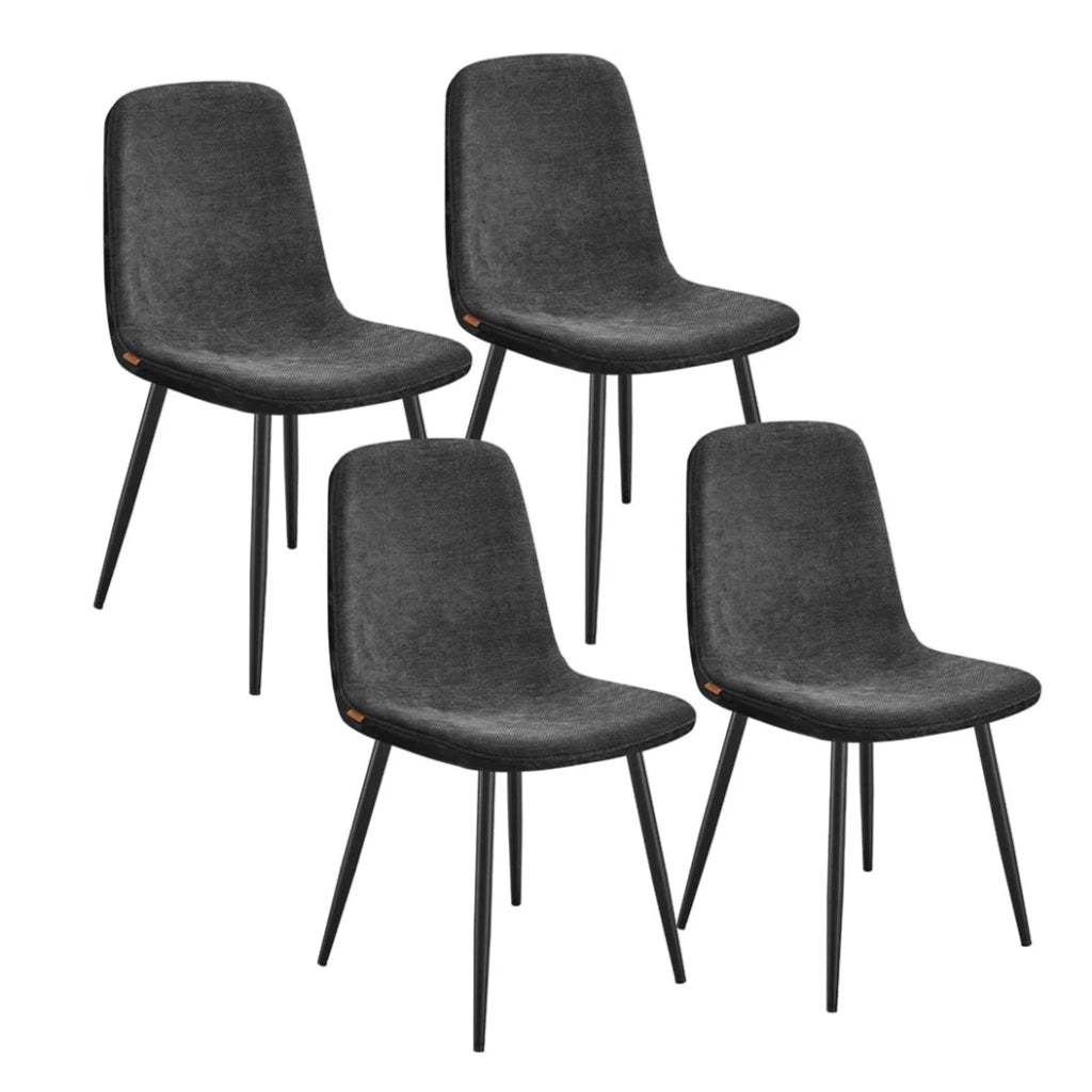 Sedie da pranzo set da 4 struttura in metallo piedini regolabili facili da pulire sedie da cucina tessuto in ciniglia PU testurizzato grigio 12_0004985