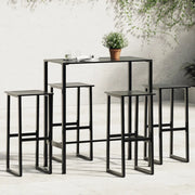 Set Bar da Giardino 5pz Nero in Acciaio Verniciato a Polvere