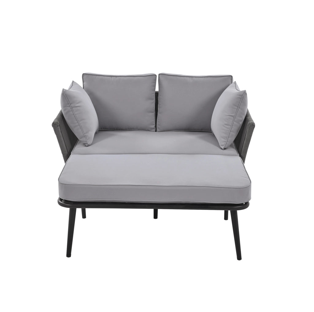Lettino da esterno in acciaio e poliestere; cuscino 10 cm; grigio