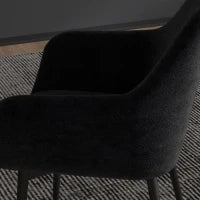 Set 2 Sedie per Sala da Pranzo Moderne con Braccioli, Seduta Imbottita e Gambe in Acciaio, 54x57x80cm, Nero