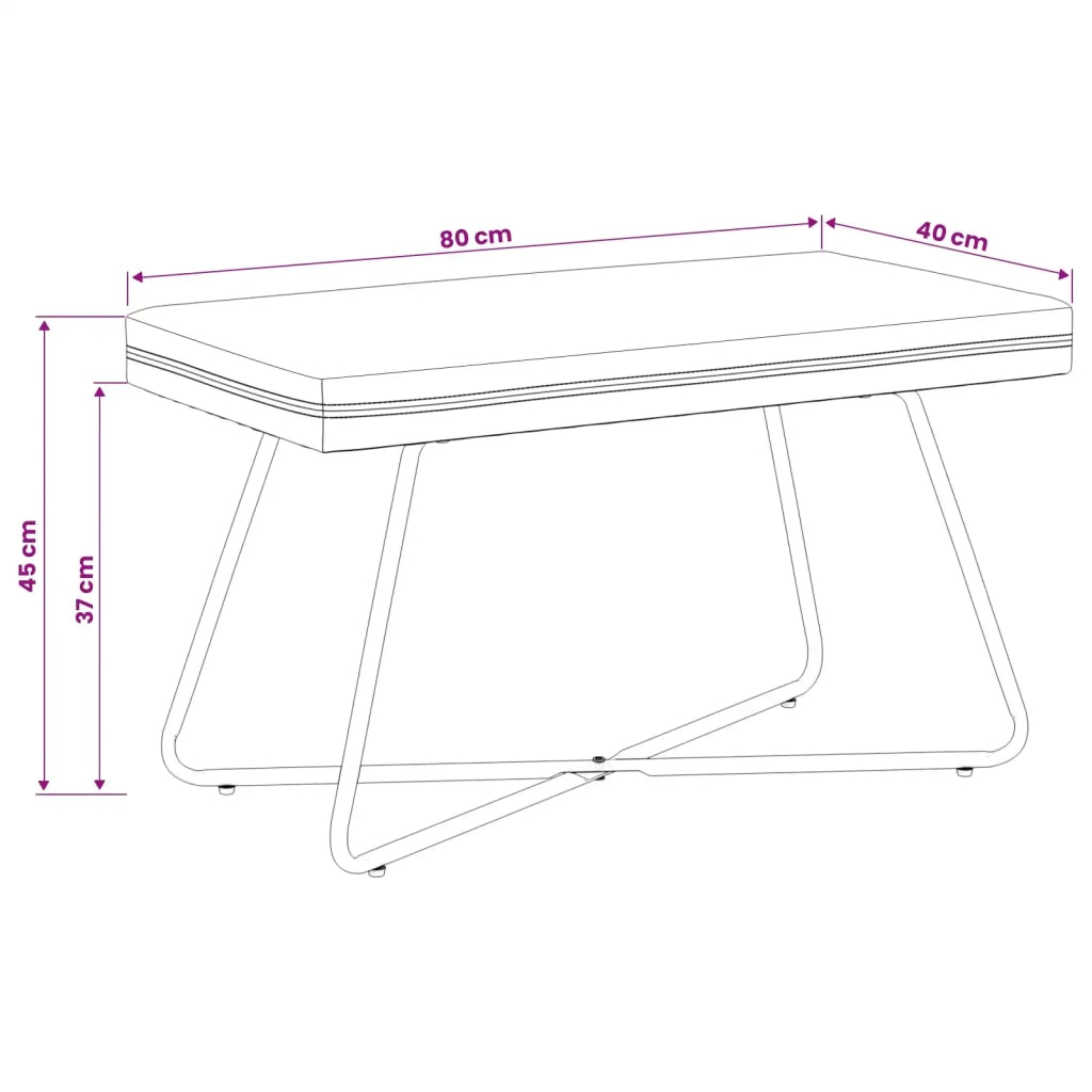panchina Tinta unita Blu 80 x 40 x 45 cm Velluto 42038338