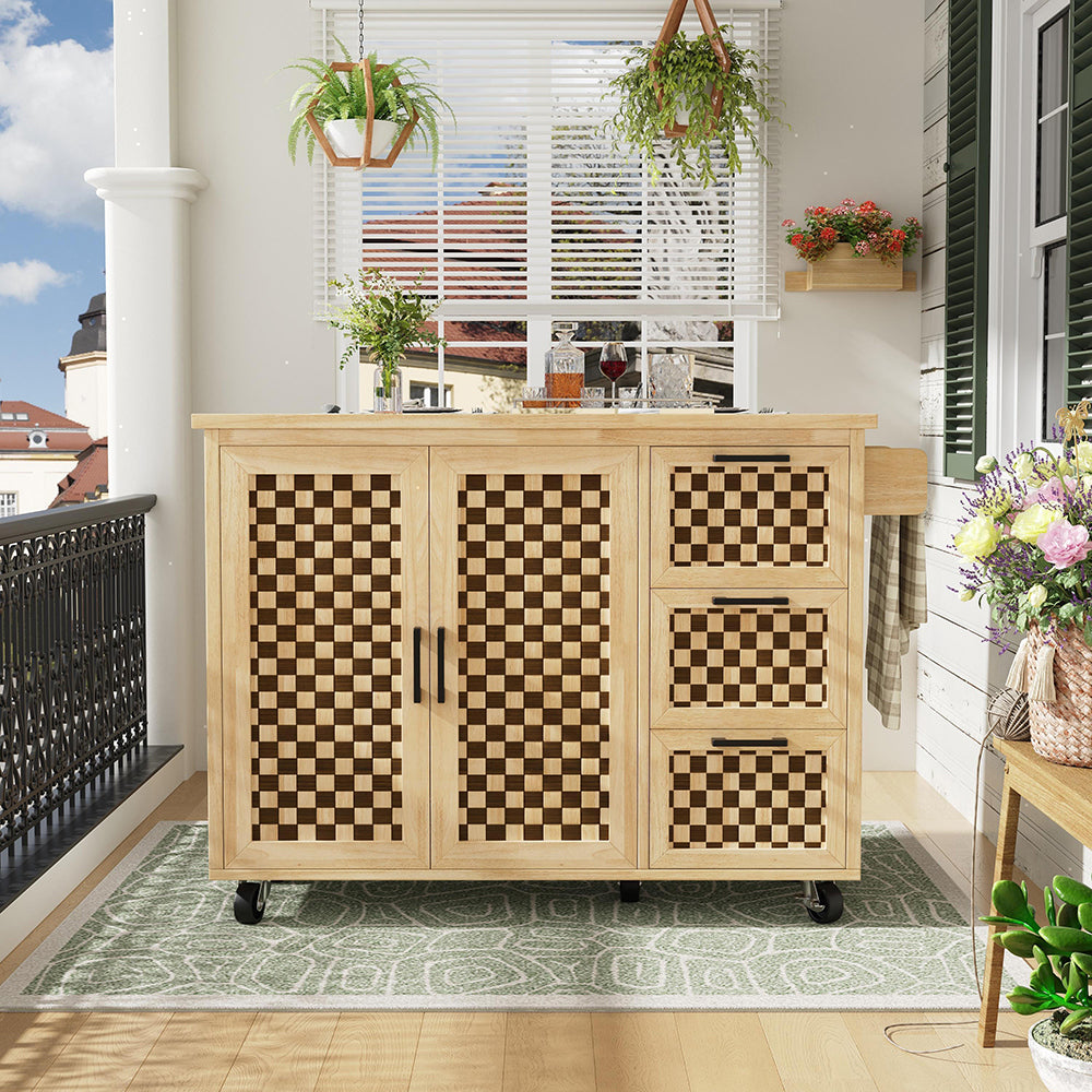 Isola cucina scacchi - Xylo - 120x45x92cm legno 3 cassetti