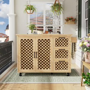 Isola cucina scacchi - Xylo - 120x45x92cm legno 3 cassetti