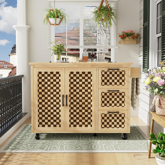 Isola cucina scacchi - Xylo - 120x45x92cm legno 3 cassetti