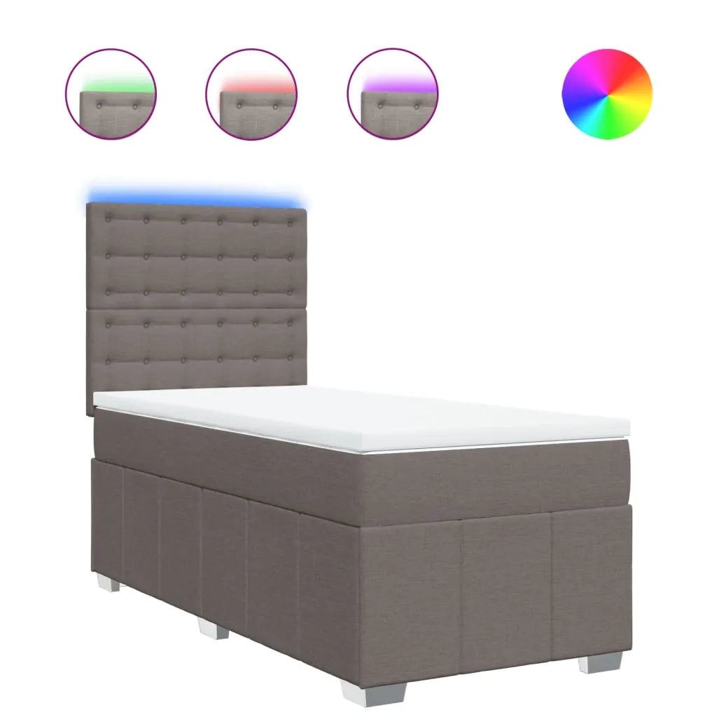 Letto singolo | Letto per adulti | Giroletto a Molle con Materasso Tortora 90x200 cm inTessuto