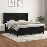 Giroletto a Molle con Materasso Nero 160x200 cm in Velluto 3132869