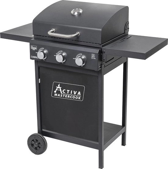 Barbecue a gas con 3 bracieri e griglia in acciaio inox – 8,1 kW