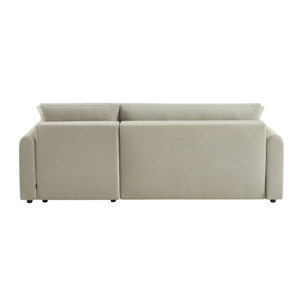 Divano angolare reversibile in tessuto con contenitore, 3 posti, beige