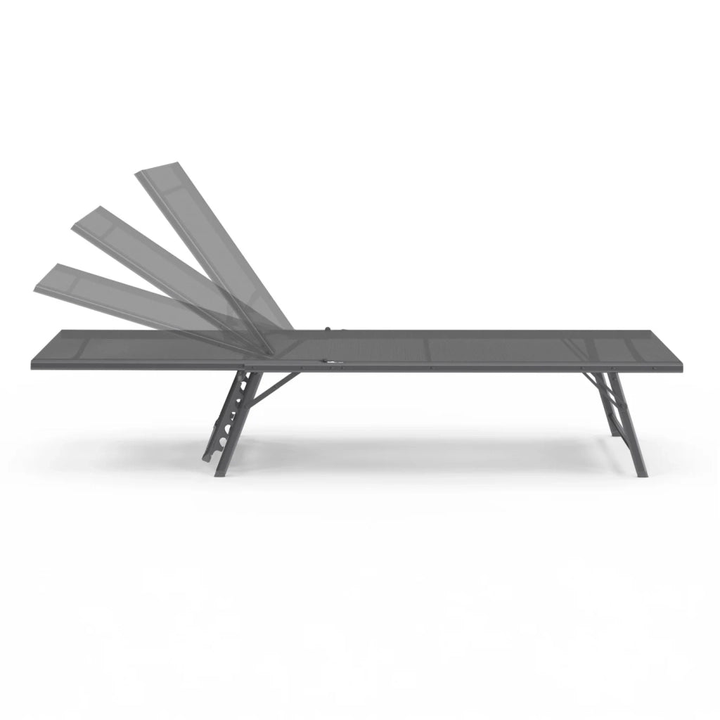 IDMarket - Set di 2 lettini da giardino reclinabili KAILUA in acciaio grigio antracite e tessuto grigio