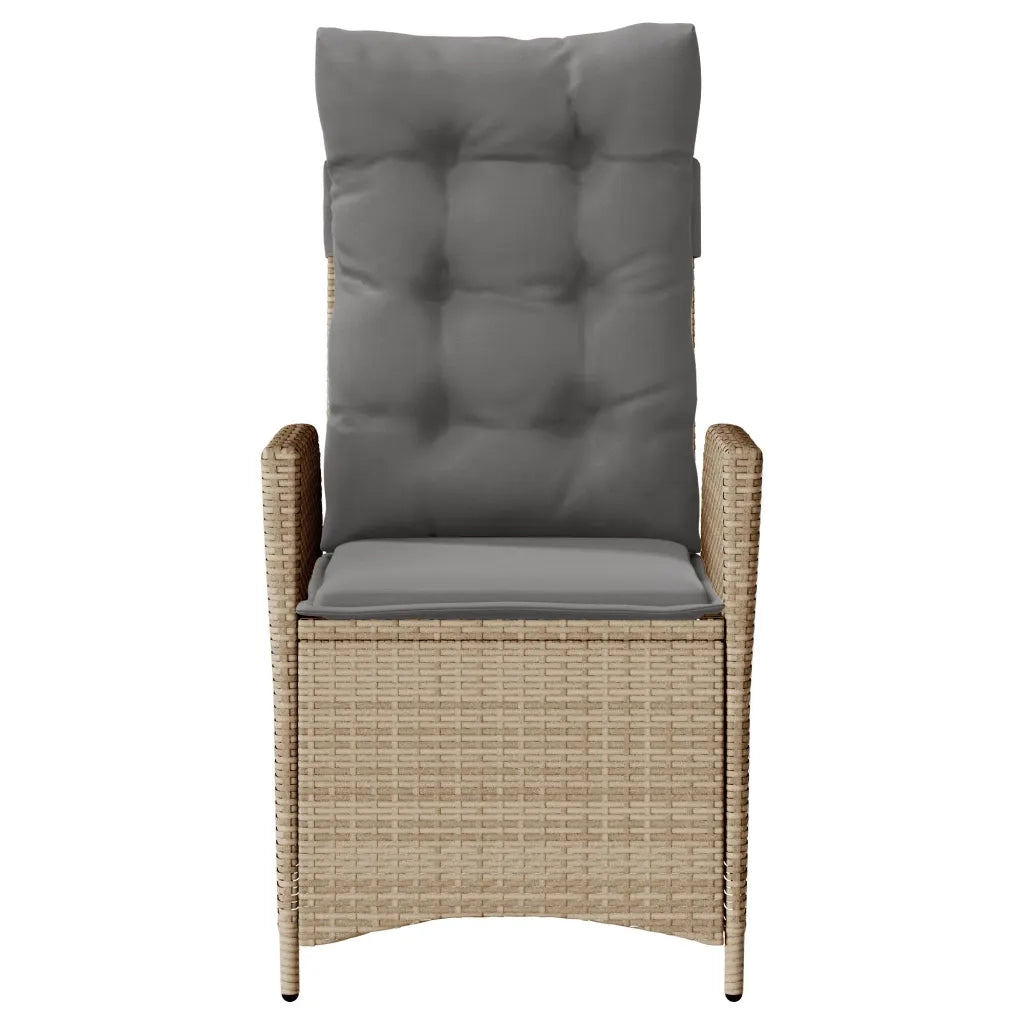 Sedie Reclinabili Giardino 2 pz | Sedie da Esterno Cuscini Beige Misto Polyrattan