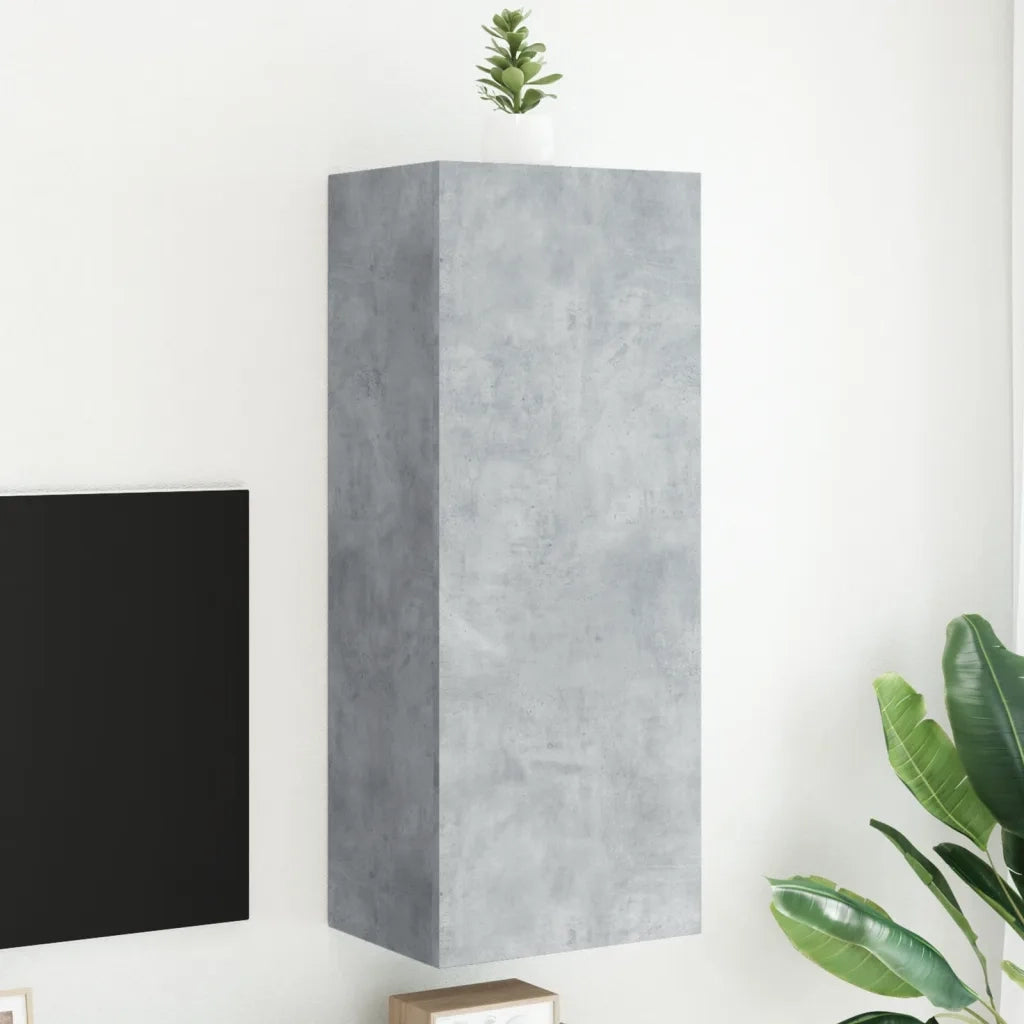 Mobile TV Parete-Credenza per TV sospesa-Console TV  Grigio Cemento 40,5x30x102cm Legno Multistrato