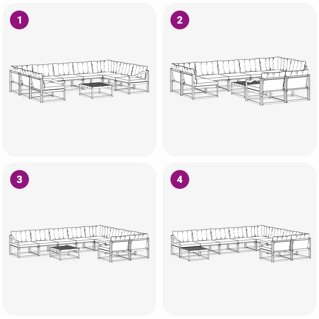 Set di divani da esterno 10 pz Bianco e Nero 3389102