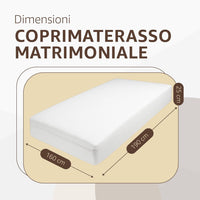 Coprimaterasso Matrimoniale in Cotone con Cerniera 160x190x25 cm - Antiacaro, Anallergico e Traspirante