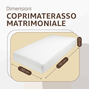 Coprimaterasso Matrimoniale in Cotone con Cerniera 160x190x25 cm - Antiacaro, Anallergico e Traspirante