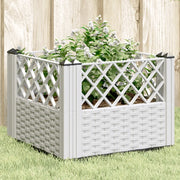 Fioriera da Giardino con Picchetti-Vaso da Esterno-Fioriera da Giardino Fissabile Bianca 43,5x43,5x43,5 cm PP