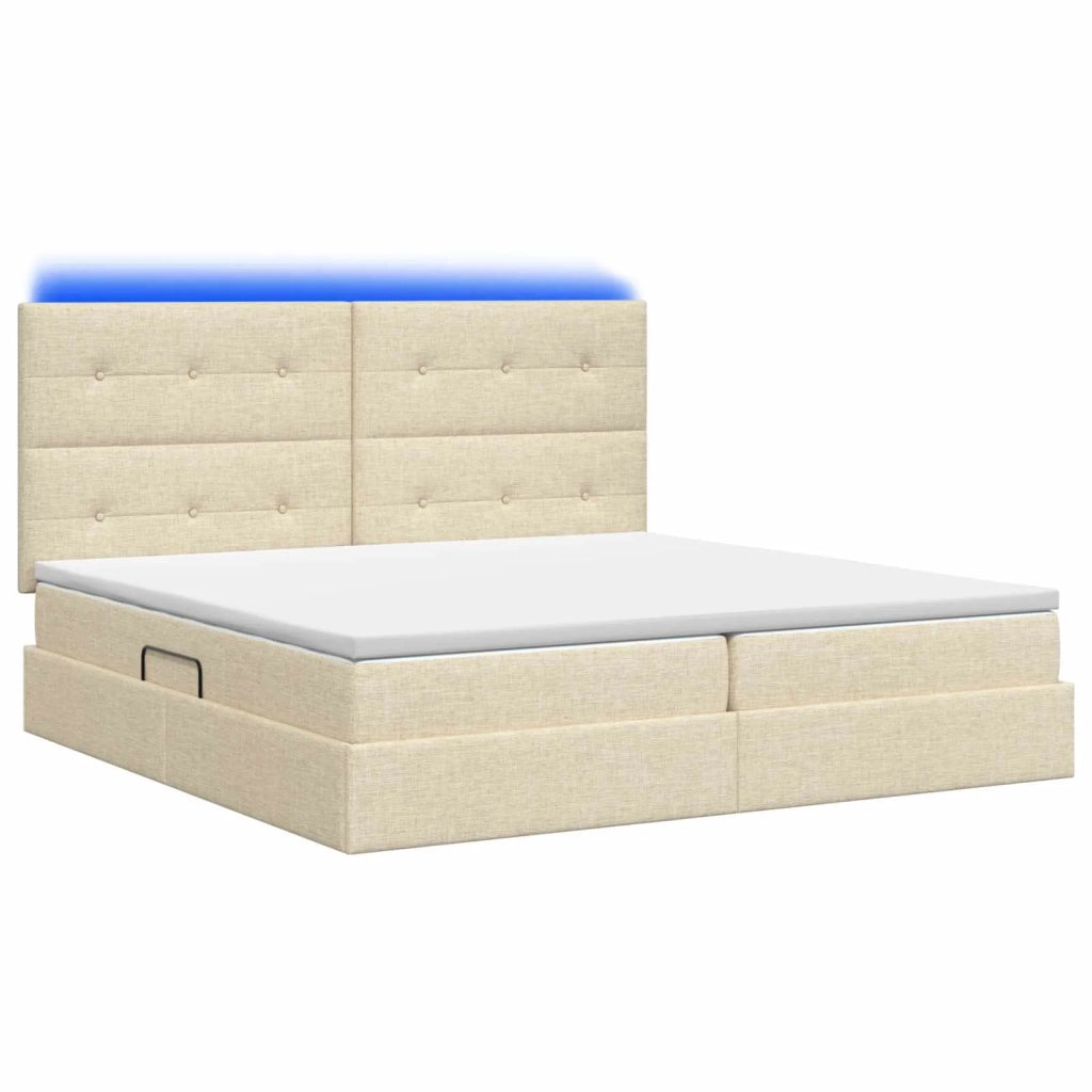 Letto con contenitore LED e materasso Crema 200 x 200 cm 3459970