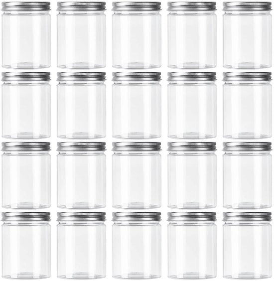 Contenitori di conservazione per cucina - Piatte plastiche 250 ml - Lekvrij e trasparenti - Specie e cosmetici - Ideali per alimenti secchi - Set di 20 pezzi