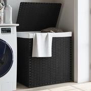 Cesto Portabiancheria 2 Sezioni Nero 53x35x57 cm Polyrattan 372037