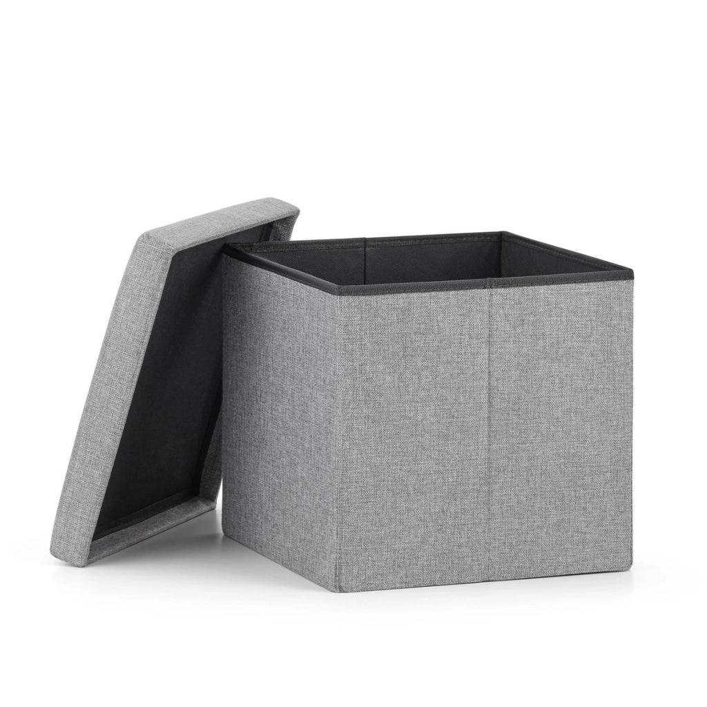 Pouf contenitore pieghevole Oskar in tessuto Oxford grigio