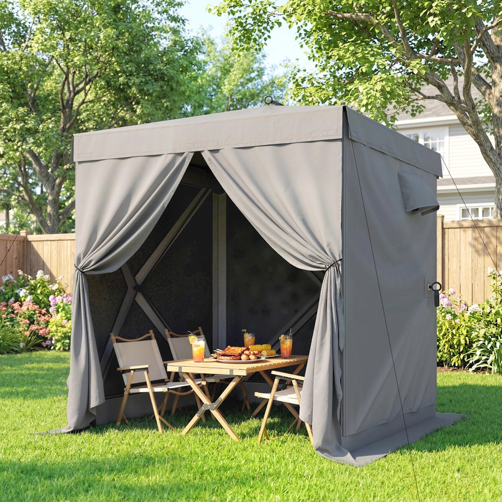 Gazebo 1;85x1;85m impermeabile stabile e impermeabile a prova d'inverno pieghevole pieghevole con 4 pannelli laterali a rete Sacchetto; UV 30+
