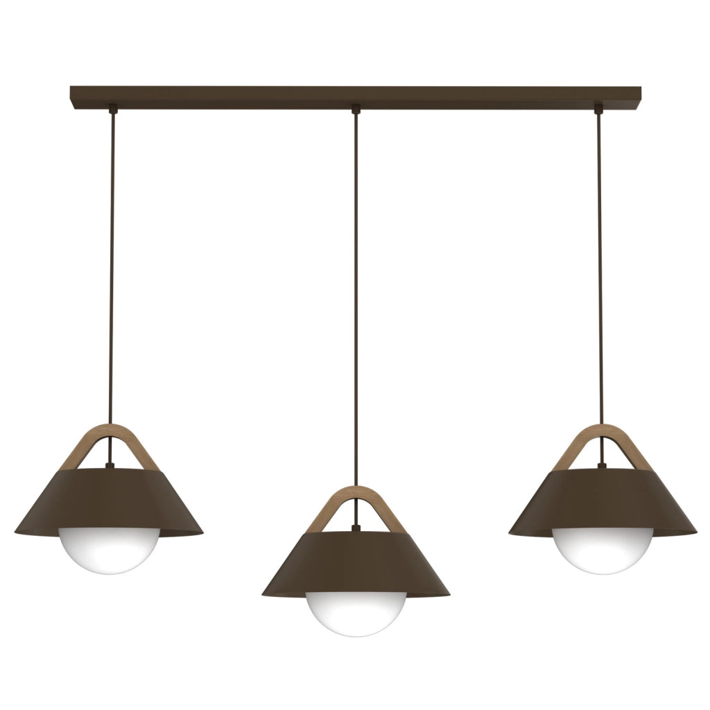 Lampadario sospeso Funda 3xE27 legno marrone Luminex