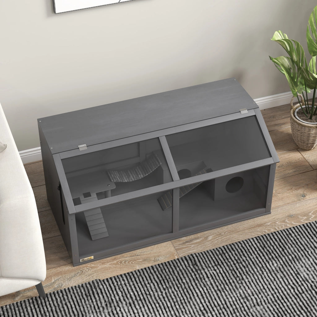 Gabbia per Piccoli Animali Roditori ¨C Zephmum ¨C Grigio Legno 100x52x50