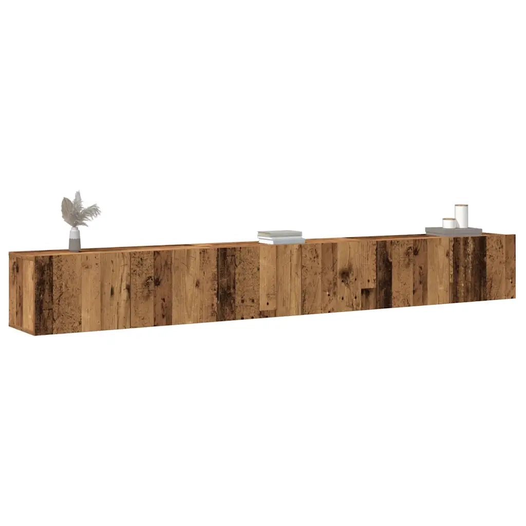 Set Mobile TV 3 pz Montato a Parete Legno Antico in Truciolato 3329203