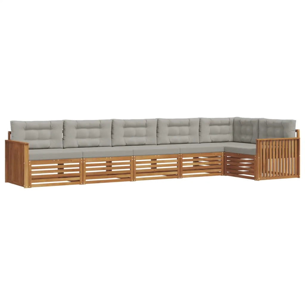 Set di divani da esterno 6 pcs Grigio Naturale e Chiaro