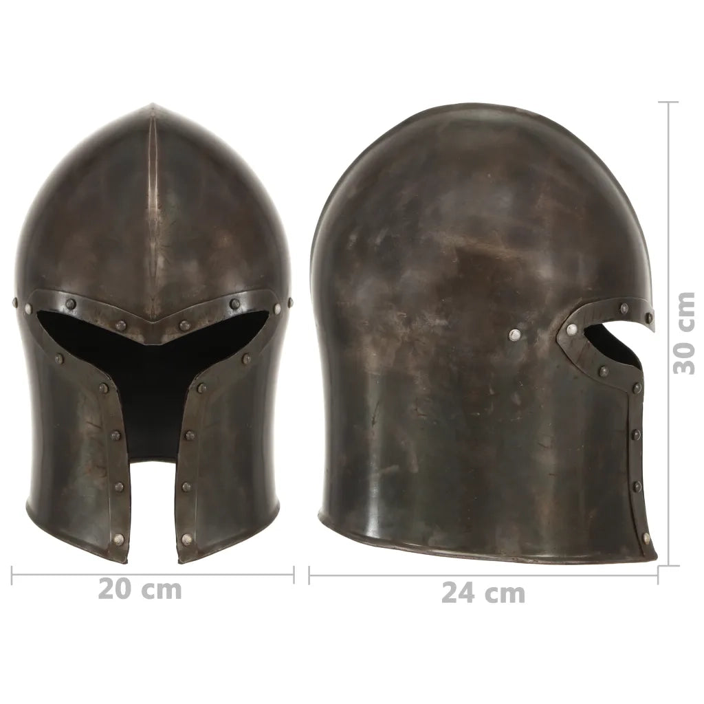 Elmo da Cavaliere Medievale Antico LARP in Acciaio Argento CFW4980775