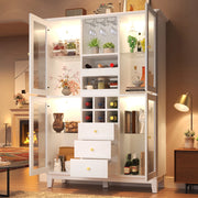CREDENZA PORTABOTTIGLIE 120x40x180,5 cm con LED RGB Bianca in MDF