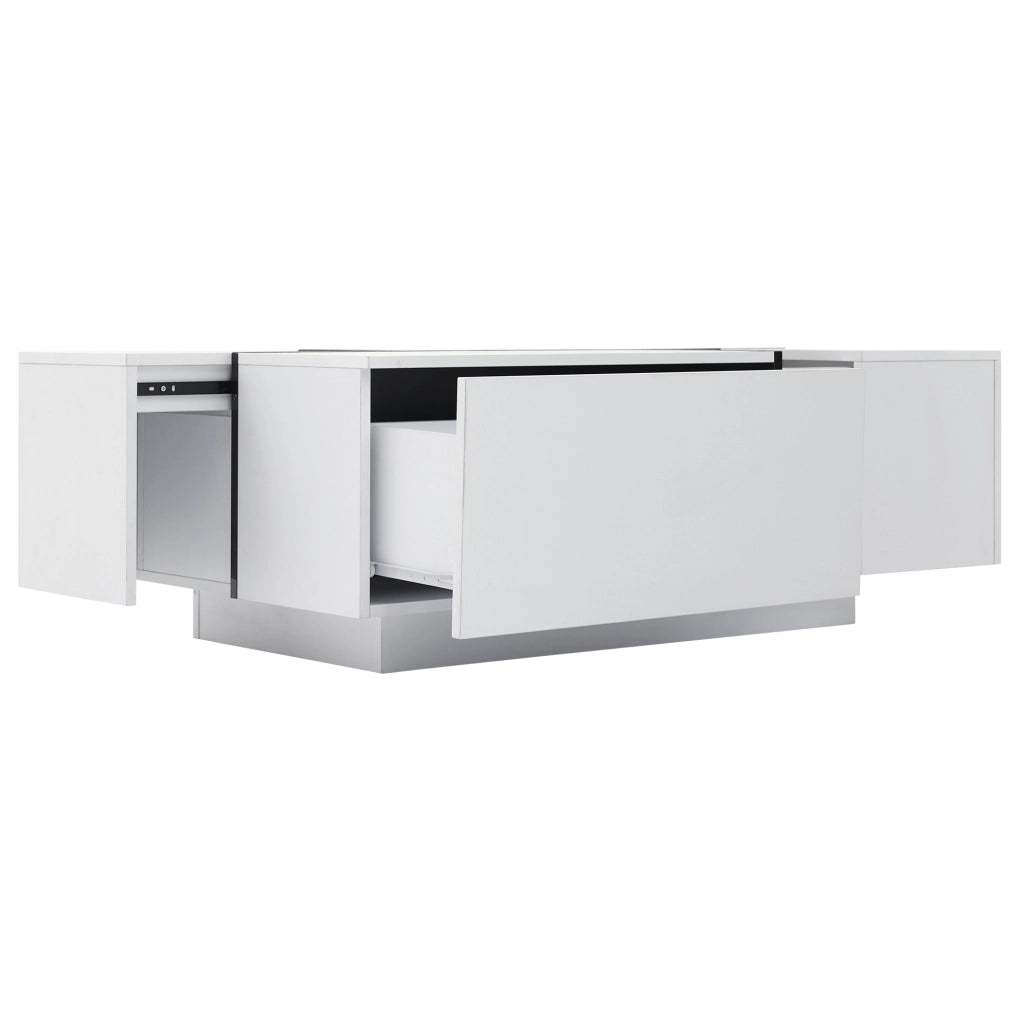 Tavolino da caffè bianco e nero 100x60x40 cm con 4 cassetti