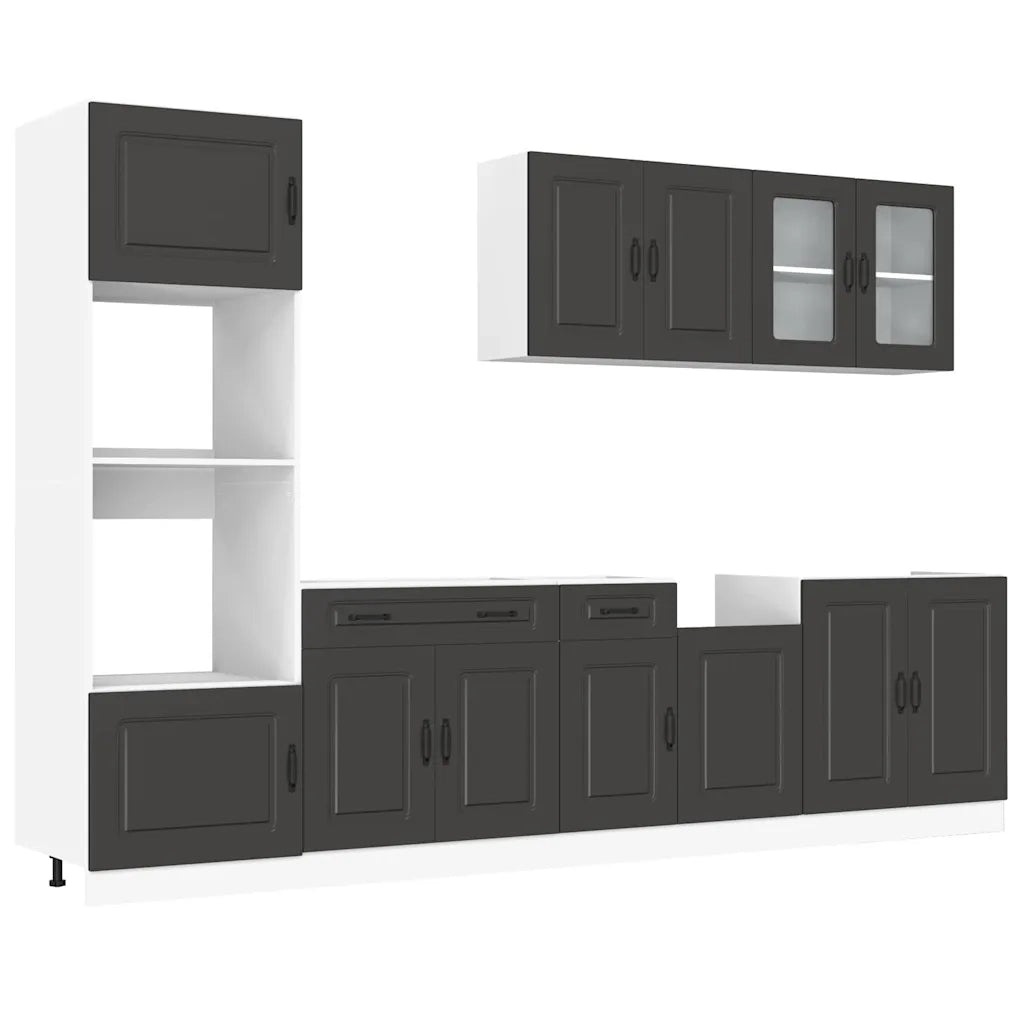 vidaXL Set Mobili da Cucina 7 pz Kalmar Neri Legno Multistrato