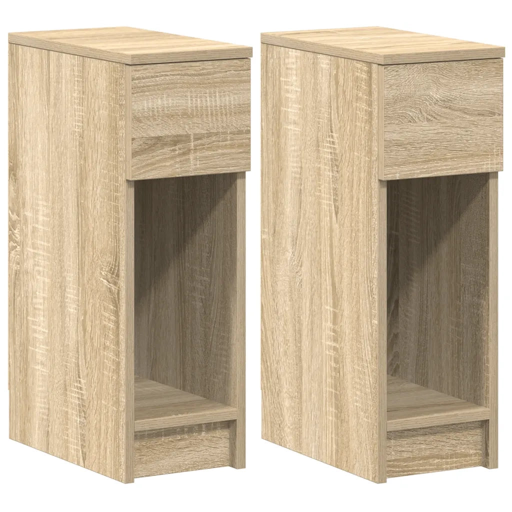 vidaXL Comodini con Cassetto 2 pz Rovere Sonoma 20x36x60 cm