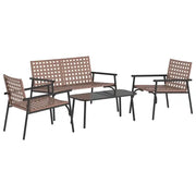 Set da Pranzo per Giardino 4 pz | Set Salotto da Giardino Marrone polyrattan